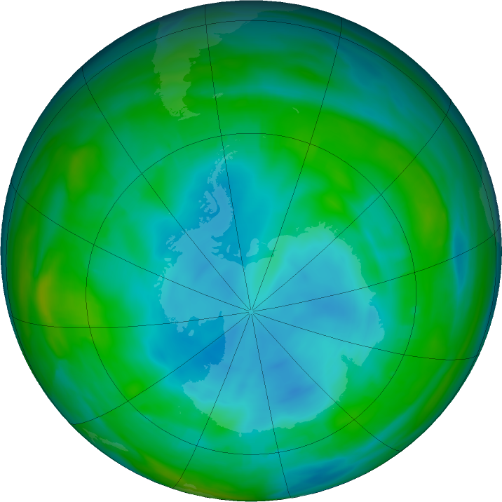 Antarctic ozone map for 16 July 2021